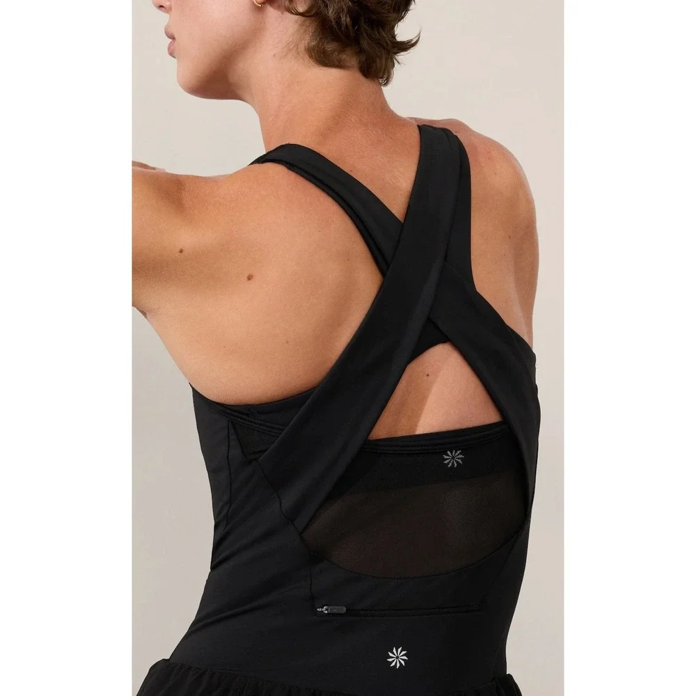 Athleta Black Crossover Runsie Athletic Shorts Romper‎ Large Tall